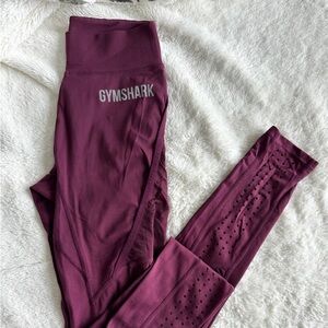 GYMSHARK Maroon Leggings Dry Size large fitness workout pants yoga gym